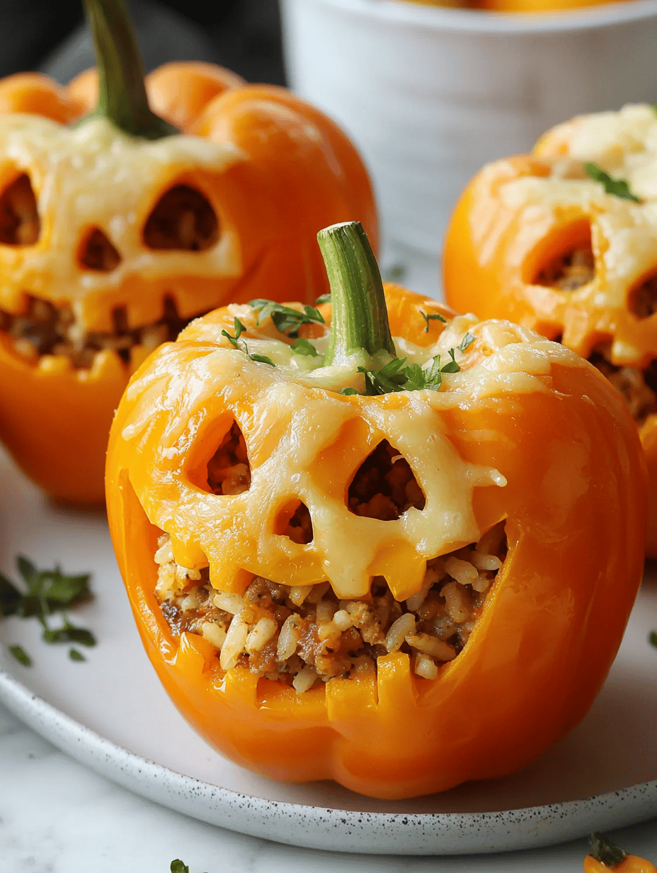 Spooky Delights: Halloween Stuffed Bell Pepper Jack-o’-Lanterns